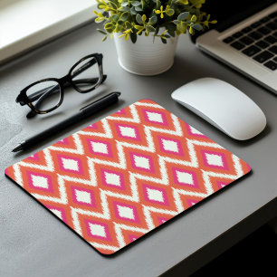 Pink and Coral Tribal Ikat Mouse Pad