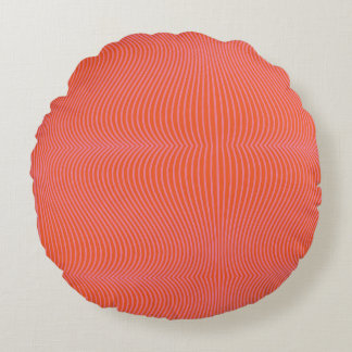 Pink and Coral Wavy Stripe Pattern | Modern Abstra Round Cushion