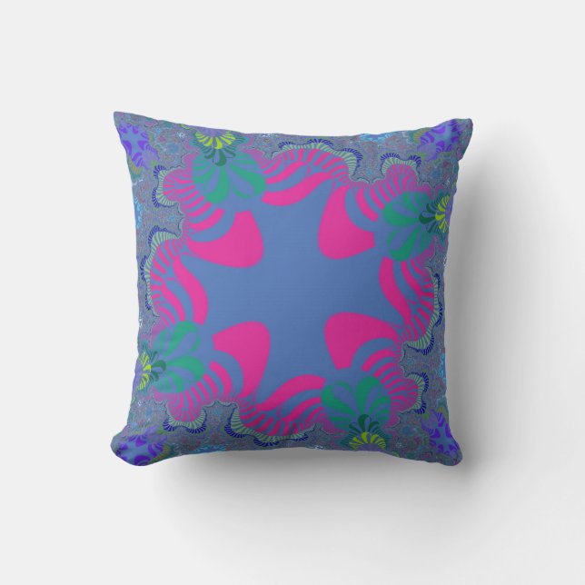 Pink and Cornflower Blue Cross Cushion (Front)