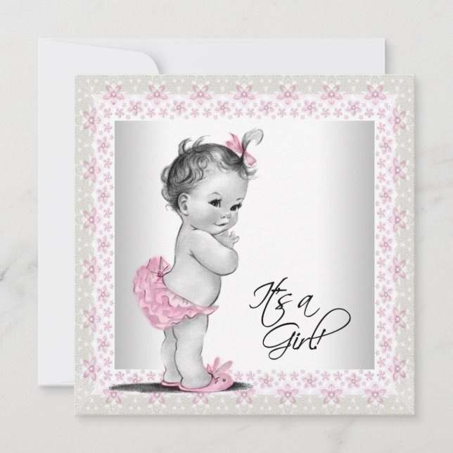 Pink and Cream Baby Shower Invitation (Front)