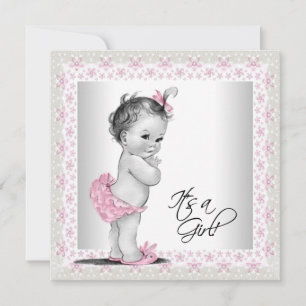 Pink and Cream Baby Shower Invitation