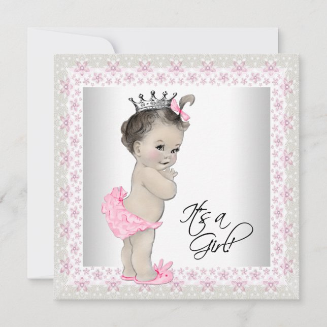 Pink and Cream Baby Shower Invitation (Front)