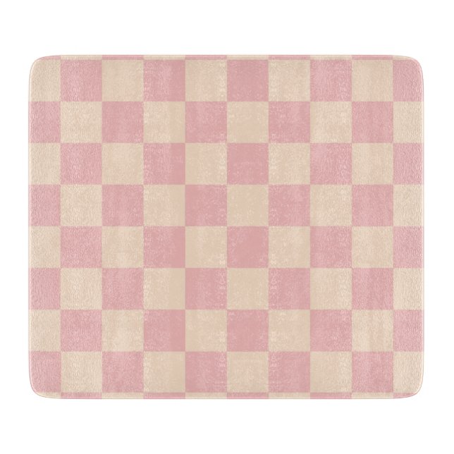 Pink and Cream Chequerboard Cutting Board (Front)