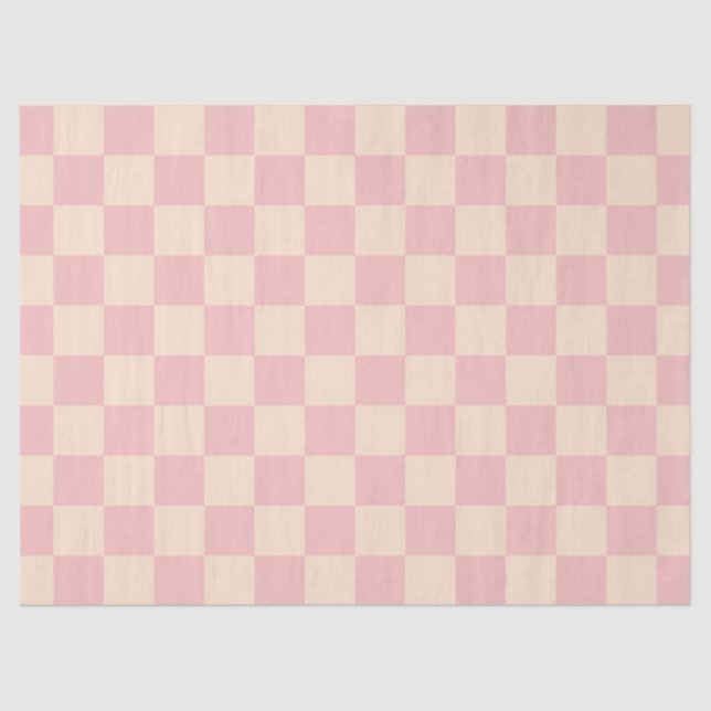 Pink and Cream Chequerboard Tissue Paper (Front)