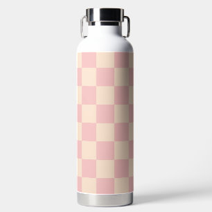 Pink and Cream Chequerboard Water Bottle