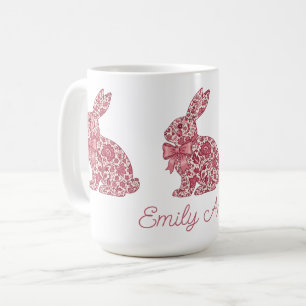 Pink and Cream Chinoiserie Easter Rabbit Coffee Mug