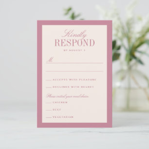 Pink and Cream Classic Elegant Wedding RSVP Card