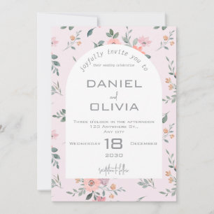 Pink and Cream Floral Wedding Invitation