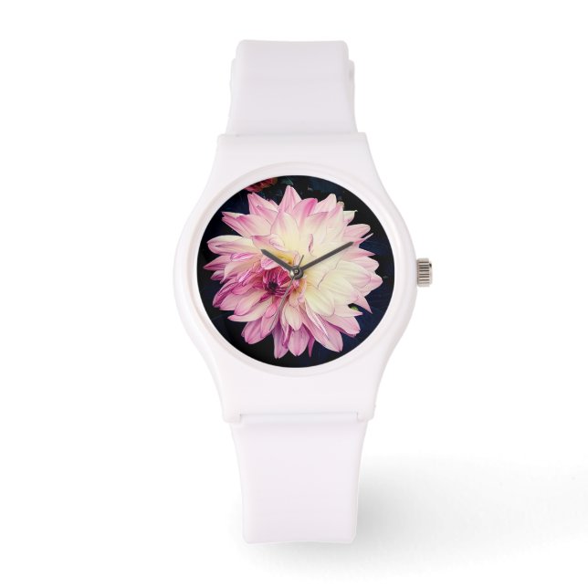 Pink and cream flower watch (Front)