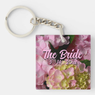 Pink and Cream Hydrangeas for the Bride Key Ring