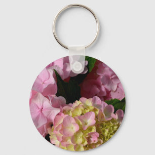 Pink and Cream Hydrangeas Key Ring