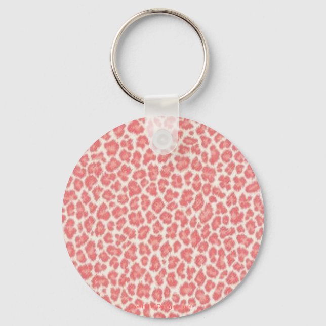 Pink and Cream Leopard Print Gifts Key Ring (Front)