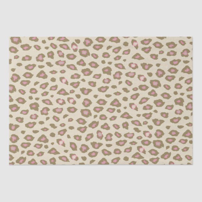 Pink and Cream Leopard Print Tissue Paper (Front)