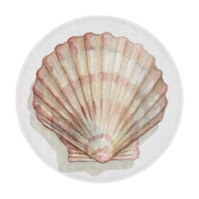 Pink and Cream Seashell Cutting Board (Front)