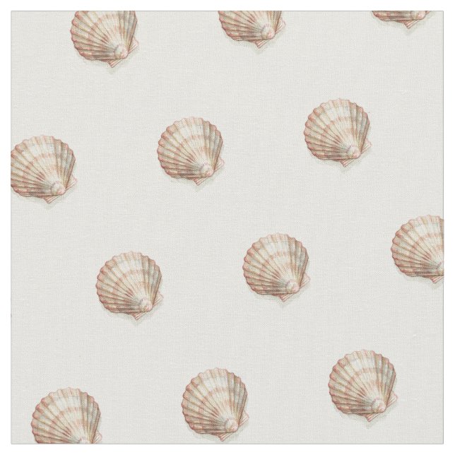 Pink and Cream Seashell Fabric (Close Up)