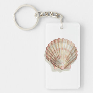 Pink and Cream Seashell Key Ring
