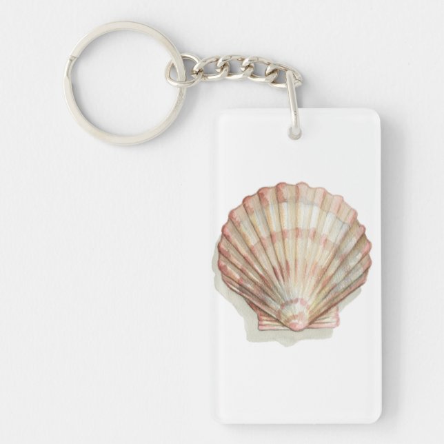 Pink and Cream Seashell Key Ring (Front)