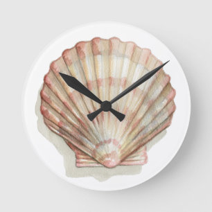 Pink and Cream Seashell Round Clock