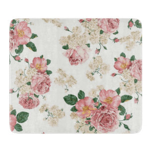 Pink and Cream Vintage Floral  Cutting Board