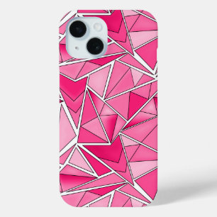 Pink and crimson geometric shapes pattern modern iPhone 15 case