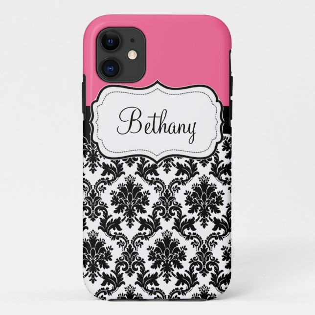 pink and damask Case-Mate iPhone case (Back)