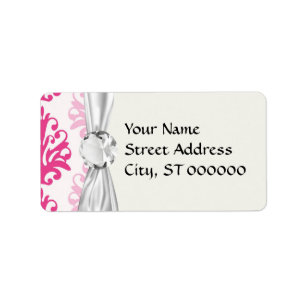 Pink and dark pink boho chic damask label