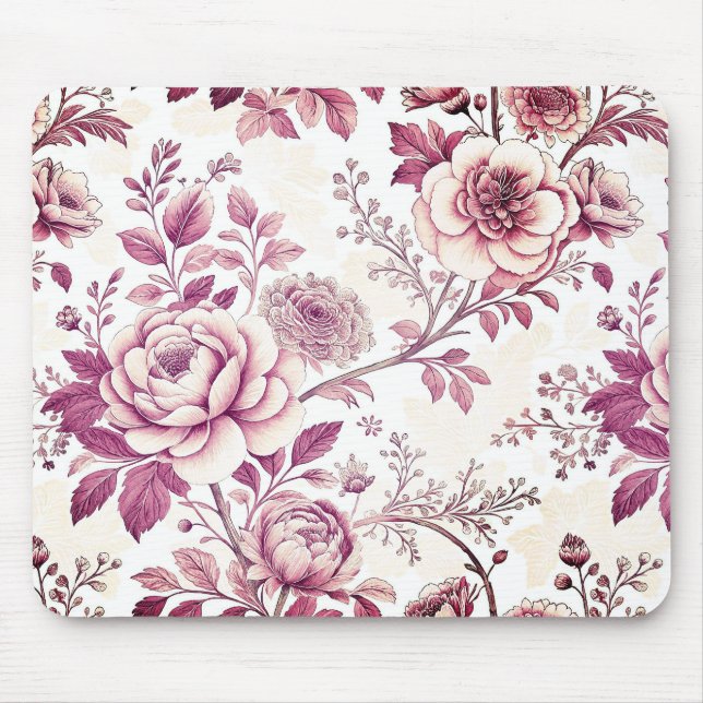 pink and dark red flowers mouse pad (Front)