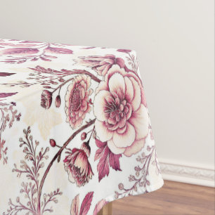 pink and dark red flowers tablecloth