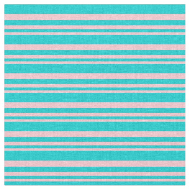 Pink and Dark Turquoise Coloured Lines Fabric (Close Up)