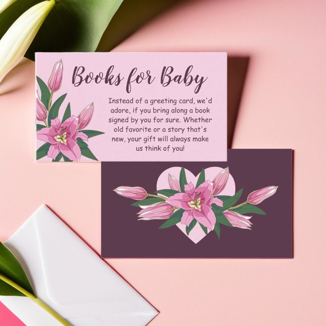 Pink and Deep Purple Blooming Lily Books for Baby  Enclosure Card (Pink and Deep Purple Blooming Lily Books for Baby Enclosure Card)