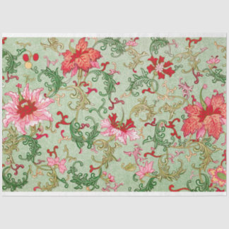 Pink and duck egg blue floral tissue tissue paper