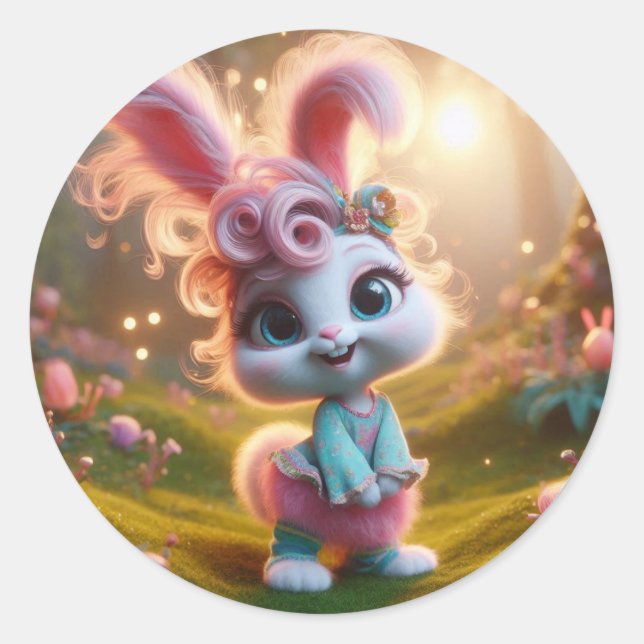 Pink and Fancy Classic Round Sticker (Front)