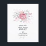 Pink and Faux Foil Silver Floral Wedding Flyer<br><div class="desc">Pink and silver rose-themed wedding invitation with chevron reverse customisable to your event specifics. Envelopes are not included. For thicker invitations with envelopes included and matching products on the same theme please see the collection below.</div>