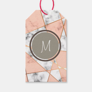 Pink and Faux Gold Abstract Monogram Gift Tags