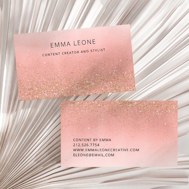 Pink and Faux Gold Glitter | Modern Glam Business Card (Creator Uploaded)