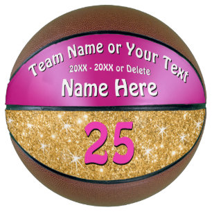 Pink and faux Gold Glitter Personalised Basketball