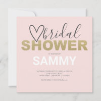 Pink and Faux Gold Heart Bridal Shower