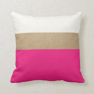pink and faux gold leather cushion