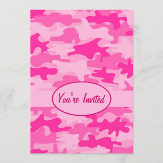 Pink and Fuchsia Camo Camouflage Party Event Invitation