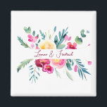 Pink and Fushia watercolor floral custom Wedding Magnet<br><div class="desc">Pink and fushia watercolor floral ,  add your details.</div>