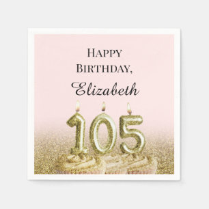 Pink and Gold 105th Birthday Napkins