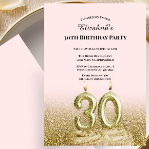 Pink and Gold 30th Birthday Invitation For Her