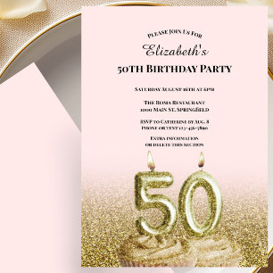 Pink and Gold 50th Birthday Invitation For Her