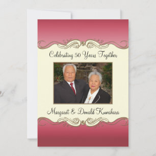 Pink and Gold 50th Photo Wedding Anniversary Invitation