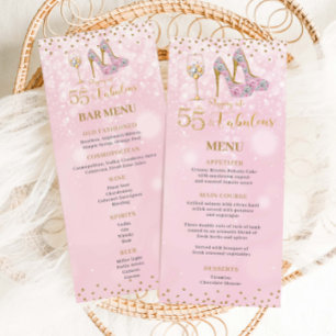Pink and Gold 55 and Fabulous Bar Cocktails Food Menu