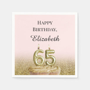 Pink and Gold 65th Birthday Napkins