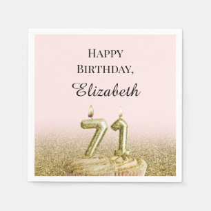 Pink and Gold 71st Birthday Napkins