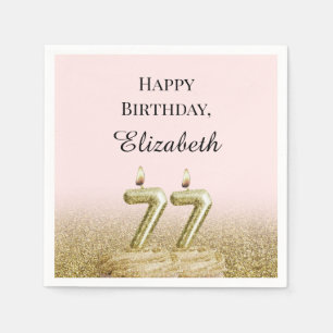 Pink and Gold 77th Birthday Napkins