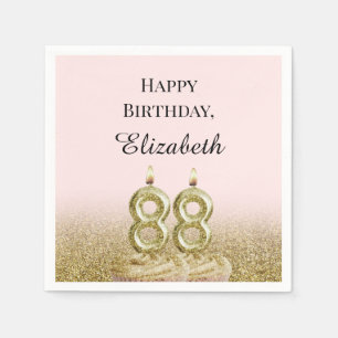 Pink and Gold 88th Birthday Napkins