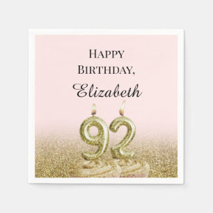 Pink and Gold 92nd Birthday Napkins